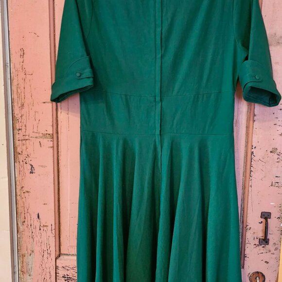 Unique Vintage Delores 1950s Emerald Green Swing Dress XXL - Picture 4 of 10